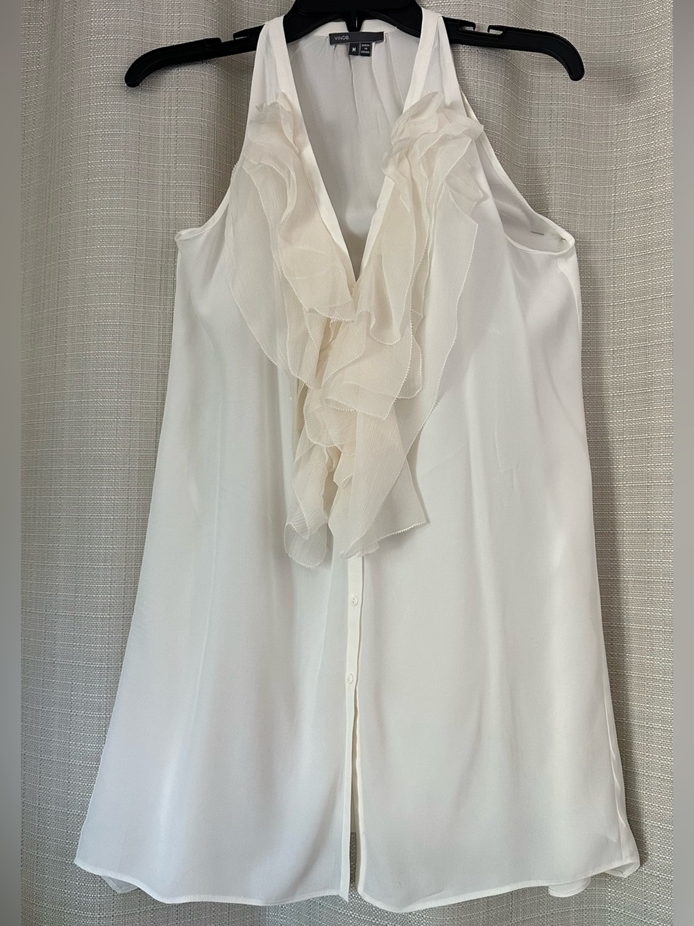 Vince Cream Ruffled Halter Camisole Medium